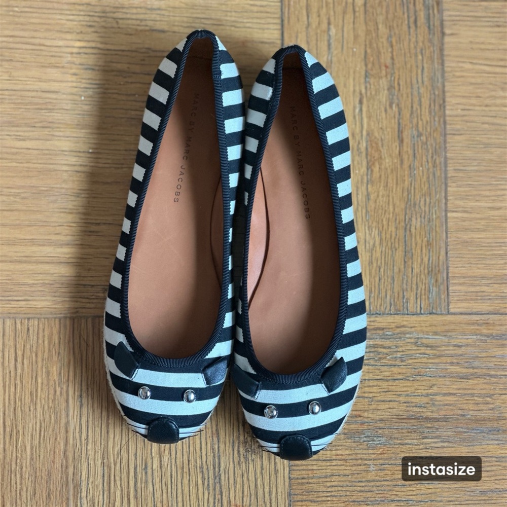 Marc Jacobs Black and White Striped Flats